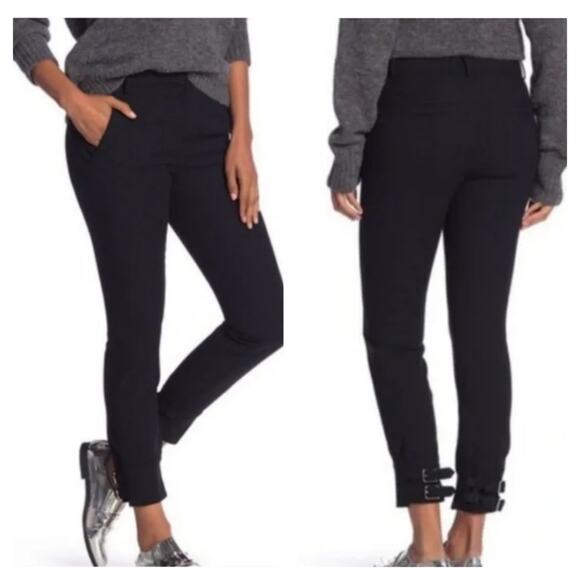 Tibi Pants - Tibi Anson Stretch Buckled Hem Black Pants Ankle Casual 6